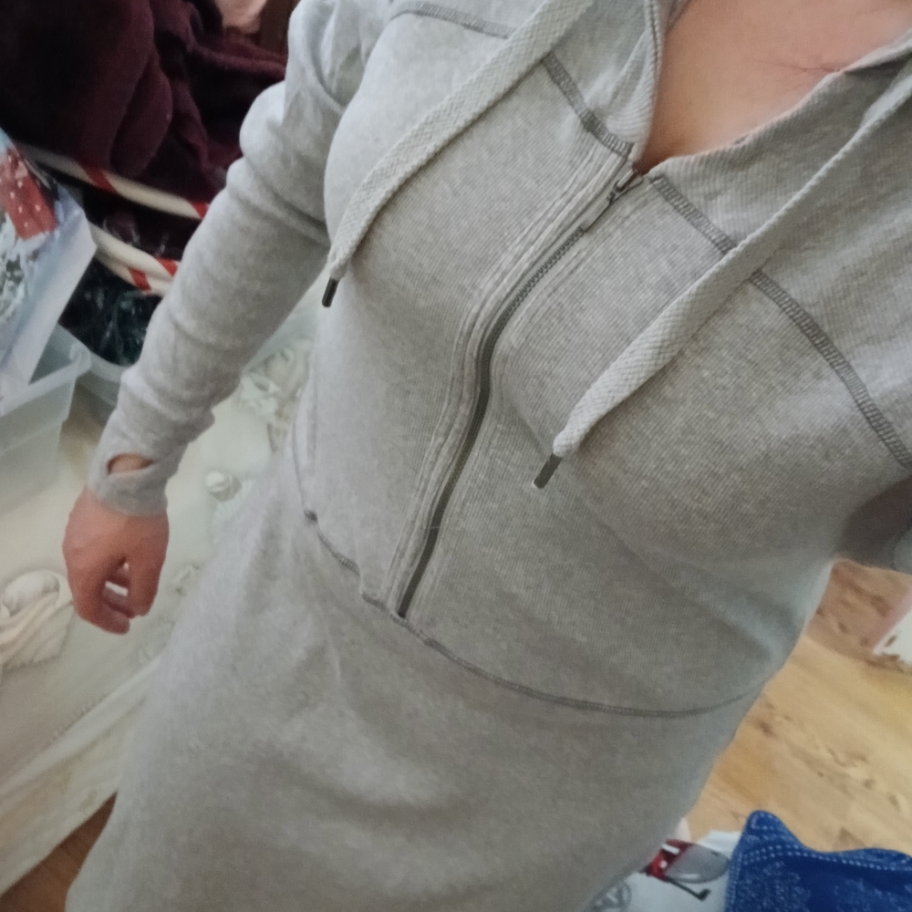 Athleta Light Gray Women's Hoodie Sweatshirt